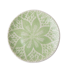 Ceramic Lunch Plate Pastel Green Lace Embossing Print By Rice DK